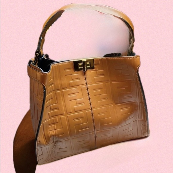 fashion bag Handbags - NEW LISTING!!!
Embossed Leather Shoulder Bag in Rich Tan